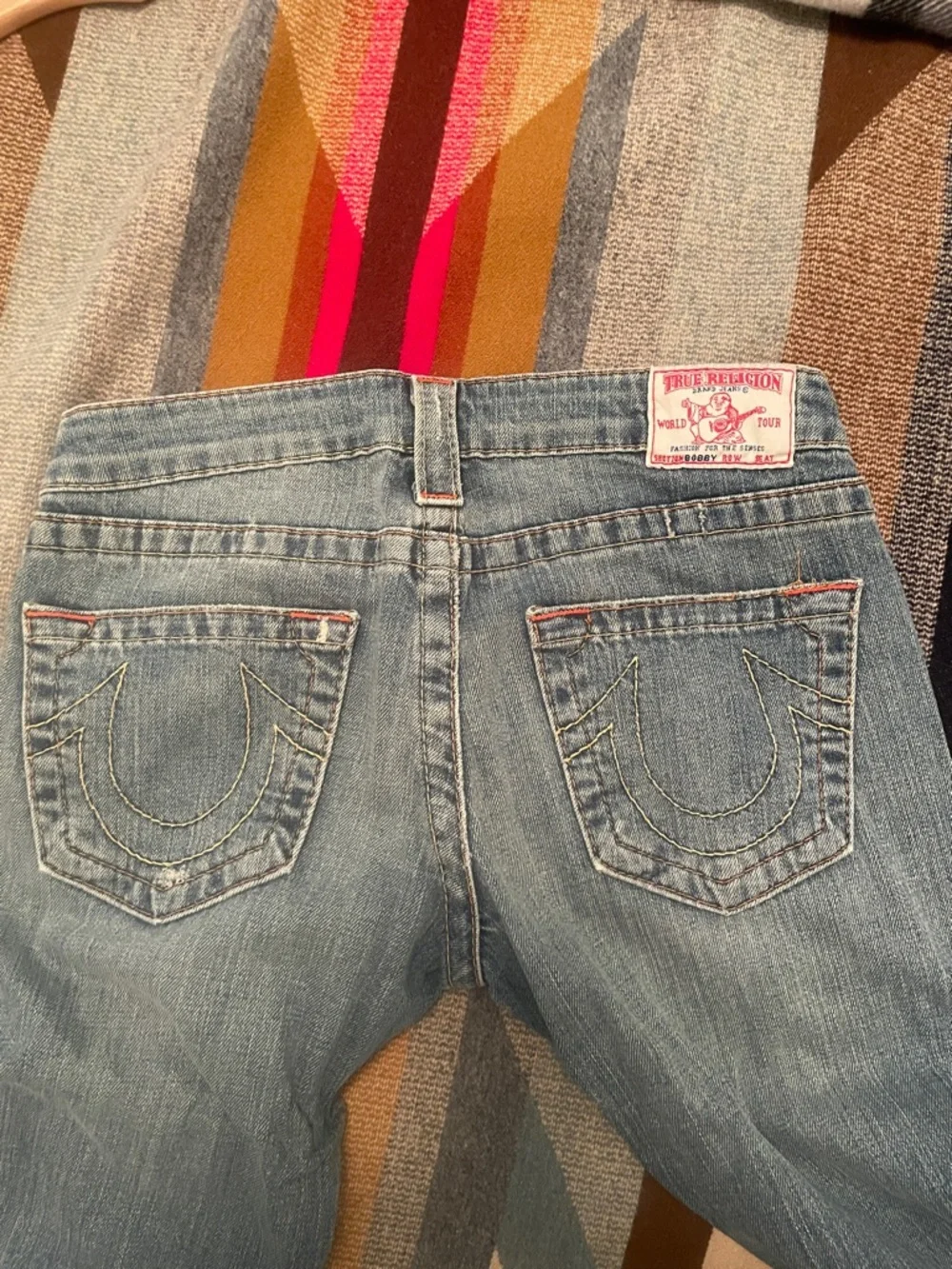 Vintage True Religion Faded Flare Blue Low-Rise Denim Jeans - Picture 4 of 6